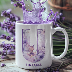 Personalisiert Lilac Fairy Monogram U Kaffeetasse