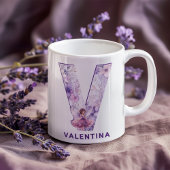 Personalisiert Lilac Fairy Monogram V Kaffeetasse