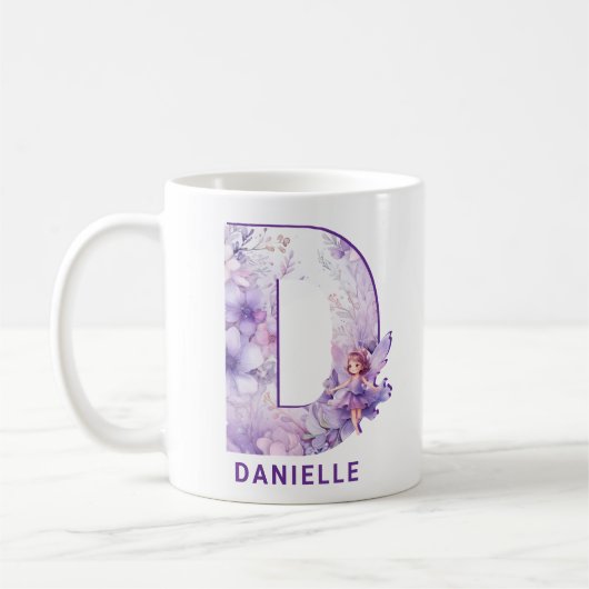 Personalisiert Lilac Fairy Monogramm D Kaffeetasse (Links)
