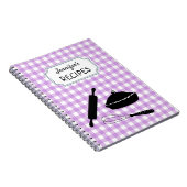 Personalisiert Lilac Gingham Kariertes Musterrezep Notizblock (Rechte Seite)