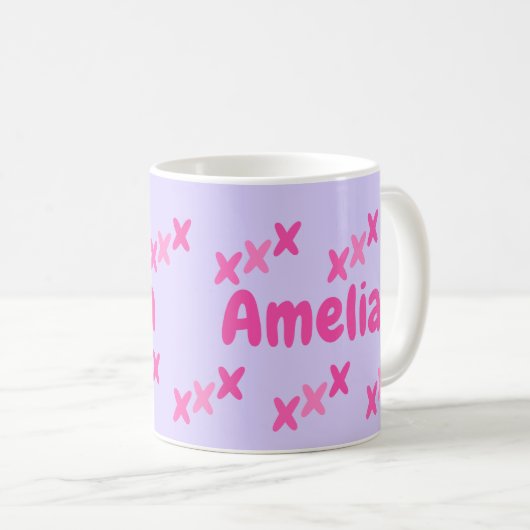 Personalisiert Lilac Pink Kisses Kaffeetasse (VorderseiteRechts)