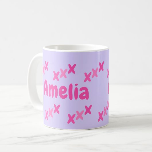 Personalisiert Lilac Pink Kisses Kaffeetasse (Vorderseite Links)