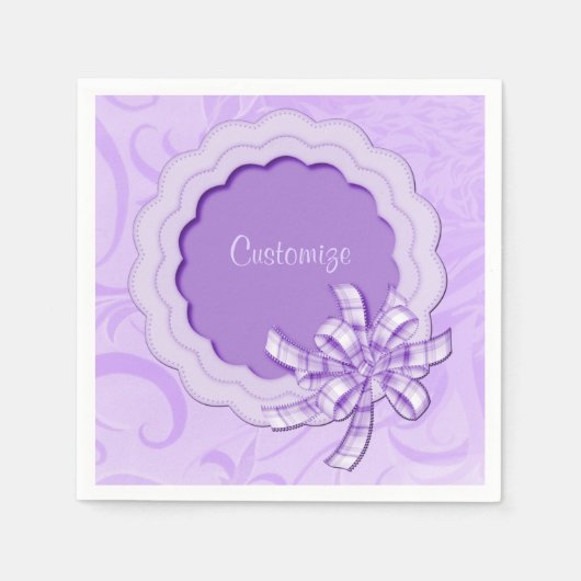 Personalisiert Lilac Scalloped Frame Napkins Serviette (Vorderseite)