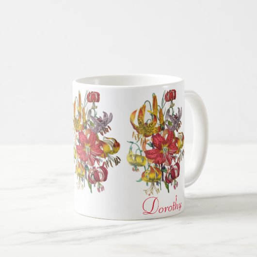 Personalisiert Lilies Kaffeetasse (VorderseiteRechts)