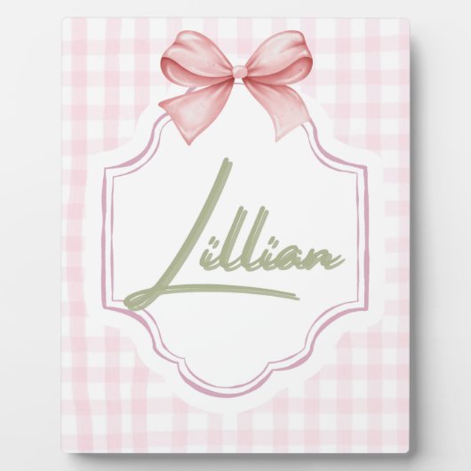 Personalisiert Lillian Baby Girl Kinderzimmer Bow& Fotoplatte (Vorderseite)