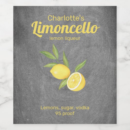 Personalisiert Limoncello Lemon Lemon Weinetikett (Einzelnes Label)