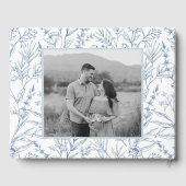 Personalisiert Line Gezeichnet Blue Floral Baby Du Gästebuch (Rückseite)