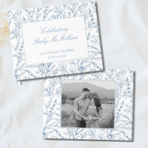 Personalisiert Line Gezeichnet Blue Floral Baby Du