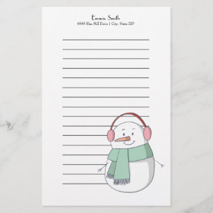 Personalisiert Lined Christmas Snowman Briefpapier