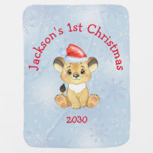 Personalisiert Lion 1. Christmas Baby Boy Blue