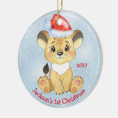 Personalisiert Lion 1. Christmas Baby Boy Blue Keramik Ornament (Links)
