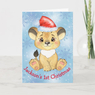 Personalisiert Lion 1. Weihnachtsjunge Blue Card Karte