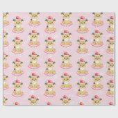 Personalisiert Lion 1. Weihnachtsmädchen Pink Geschenkpapier (Flach)