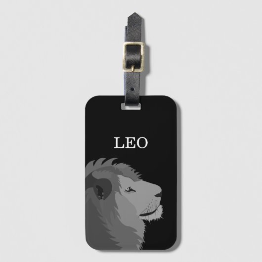 Personalisiert Lion Animal Wildlife Leo Zodiac Zei Gepäckanhänger (Vorderseite Vertikal)
