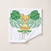 Personalisiert Lion Illustration Safari Badhandtuch Set (Waschlappen)