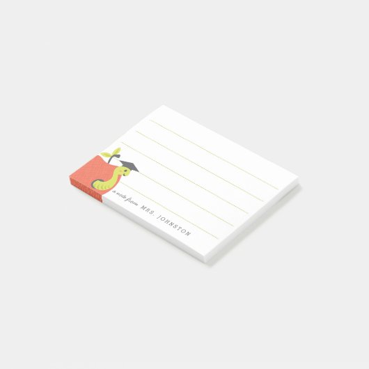 Personalisiert | Little Apple Teacher Stationery Post-it Klebezettel (angewinkelt)
