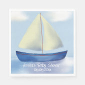 Personalisiert Little Blue Sailboat Baby Dusche Serviette (Vorderseite)