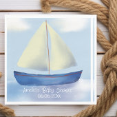 Personalisiert Little Blue Sailboat Baby Dusche Serviette