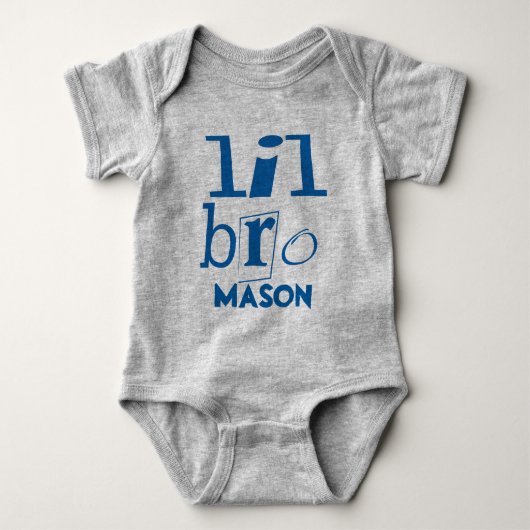 Personalisiert Little BRO Blue Baby Strampler (Vorderseite)
