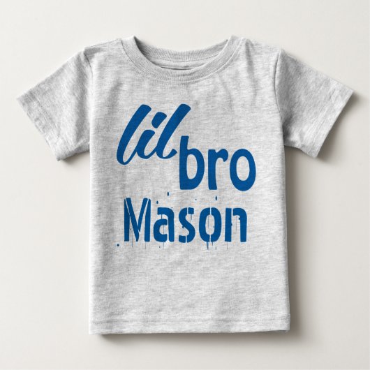 Personalisiert Little BRO Blue Baby T-shirt (Vorderseite)