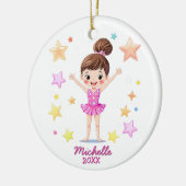 Personalisiert Little Gymnast Girl Christmas Pink Keramik Ornament (Links)