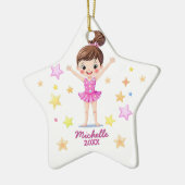 Personalisiert Little Gymnast Girl Christmas Pink Keramik Ornament (Links)