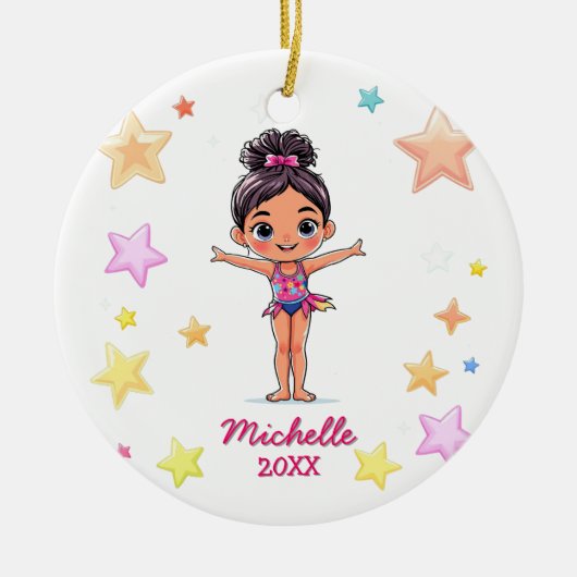 Personalisiert Little Gymnast Girl Keramik Ornament (Vorne)