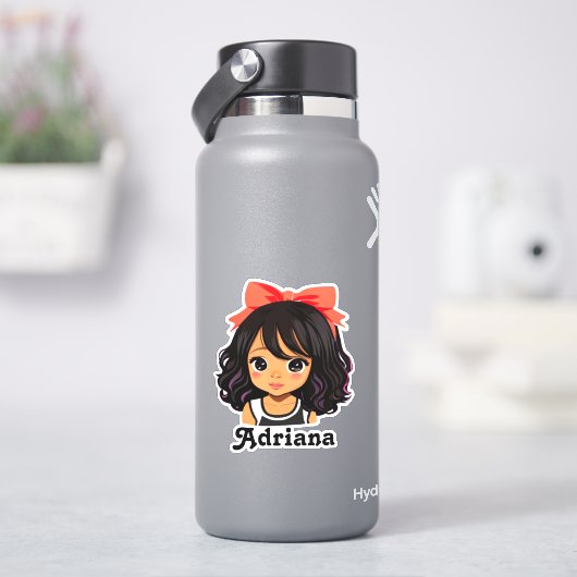 Personalisiert Little Hispanic Cartoon Girl Aufkleber (HydroFlask)