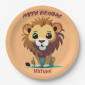 Personalisiert Little Lion Birthday Pappteller (Vorderseite)
