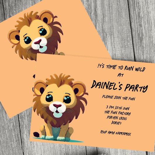 Personalisiert Little Lion Birthday Party Einladung