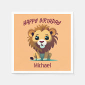Personalisiert Little Lion Birthday Serviette (Vorderseite)