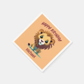 Personalisiert Little Lion Birthday Serviette (Ecke)