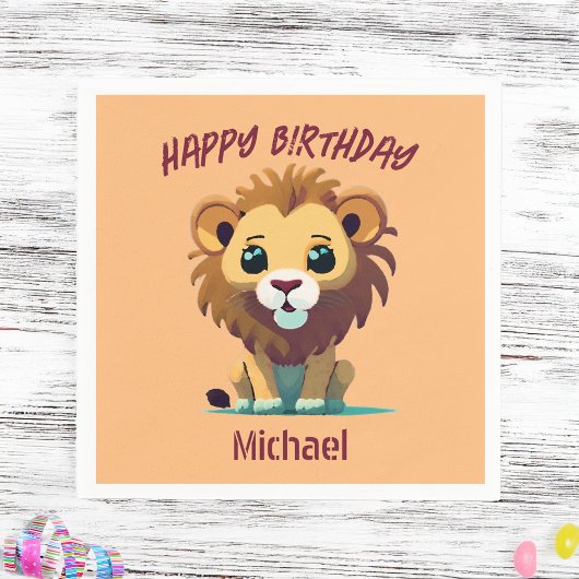 Personalisiert Little Lion Birthday Serviette