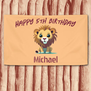 Personalisiert Little Lion Cub Geburtstag Banner