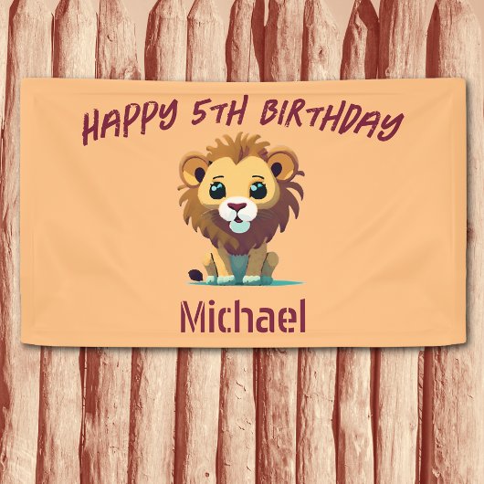 Personalisiert Little Lion Cub Geburtstag Banner