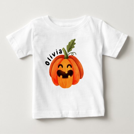 Personalisiert Little Pumpkin Halloween Baby T-shirt (Vorderseite)