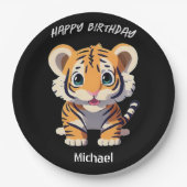 Personalisiert Little Tiger Geburtstag Pappteller (Vorderseite)