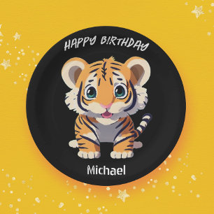 Personalisiert Little Tiger Geburtstag Pappteller