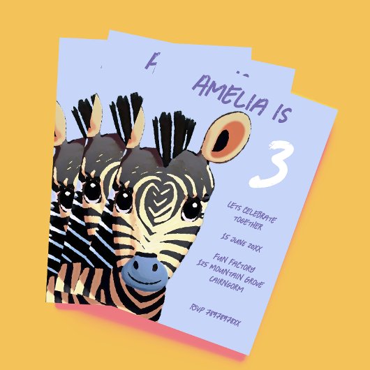 Personalisiert Little Zebra Party Einladung