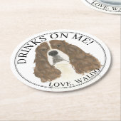 Personalisiert Liver White English Springer Spanis Runder Pappuntersetzer (Angewinkelt)