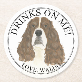 Personalisiert Liver White English Springer Spanis Runder Pappuntersetzer
