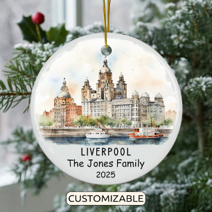 Personalisiert Liverpool Ornament, England Keramik Ornament