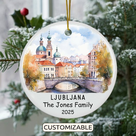 Personalisiert Ljubljana Ornament, Slowenien Keramik Ornament