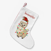 Personalisiert Llama Christmas Lights Trendy Kleiner Weihnachtsstrumpf (Vorderansicht (hängend))