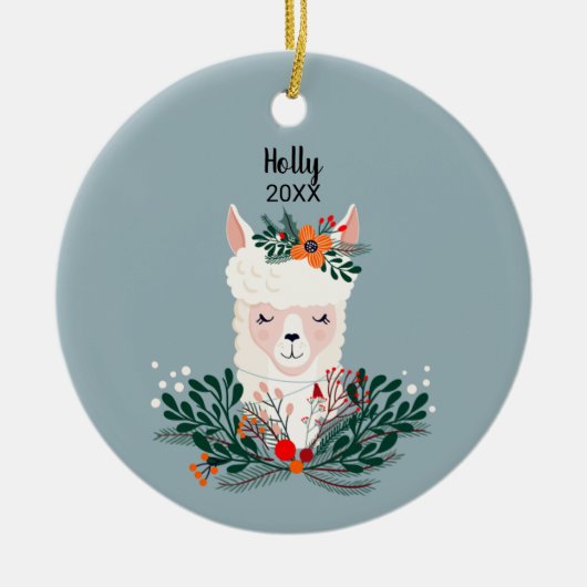 Personalisiert Llama Keramik Ornament (Vorne)