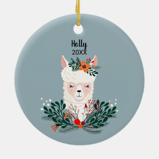 Personalisiert Llama Keramik Ornament (Hinten)