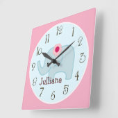 Personalisiert Lollipop-Jungle Elephant Clock Quadratische Wanduhr (Winkel)