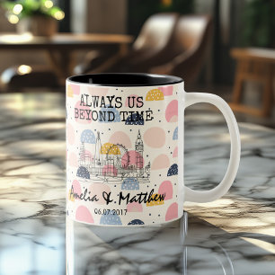 Personalisiert London Memory - Line Art Sehenswürd Zweifarbige Tasse