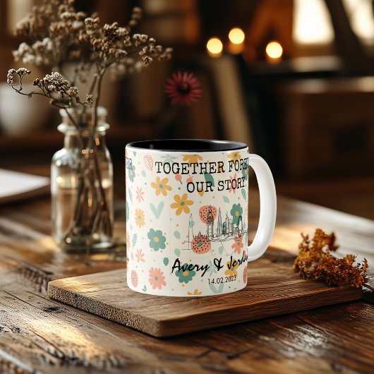 Personalisiert London Memory - Line Art Sehenswürd Zweifarbige Tasse