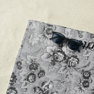 Personalisiert Lotsa Gray Florals Strandtuch